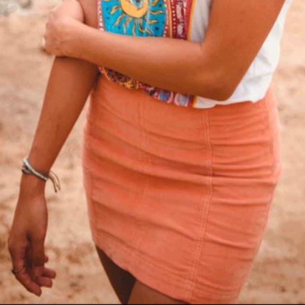 Free people peach corduroy skirt